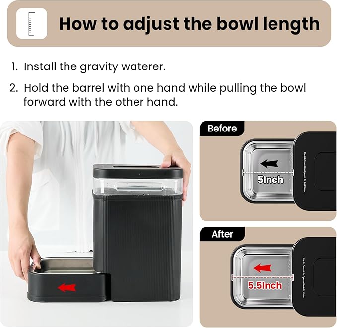 Gardner Pet Automatic Dog Water Dispenser Gravity Waterer with Stainless Steel Bowl Water Dispenser 6.5L Large Capacity Water Feeder with Filters for Dogs Cats Pets, BPA-Free Noise-Free (White, 6.5L)