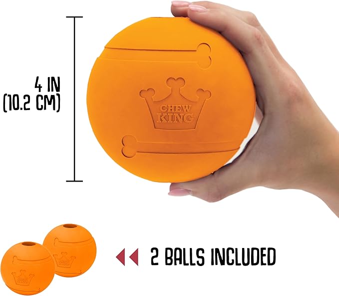 Chew King Flavored Rubber Ball Collection, 4 Inch Bacon Flavor Rubber Fetch Balls 2-Pk