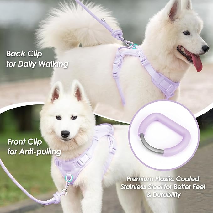 No Pull Dog Harness, Puppy Vest with Front Clip for Small Medium Large Sized Dog(Light Purple,XS)