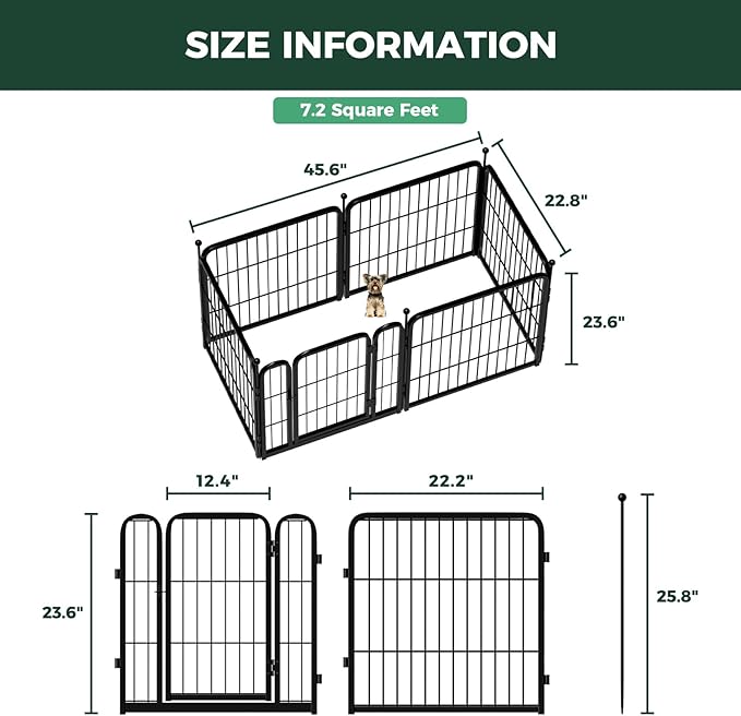 FXW Rollick Unleashed Dog Playpen for Indoor, Yard, RV Camping, 24 inch 6 Panels for Small and Puppy Dogs│Patented