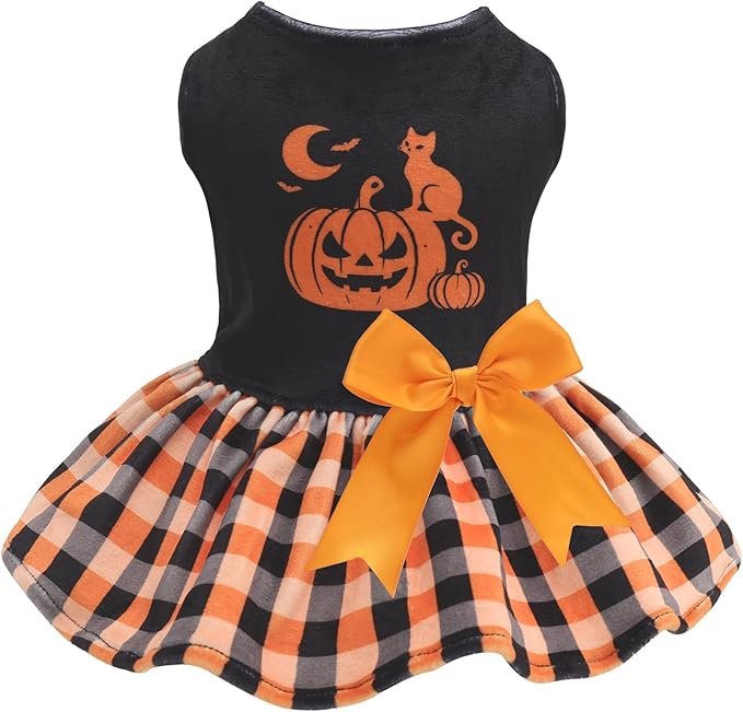 CuteBone Velvet Dog Dresses Halloween for Small Dogs, Stylish & Soft Fabric, Comfortable Fit for Everyday Wear, Perfect for Special Occasions NCVA18L-D