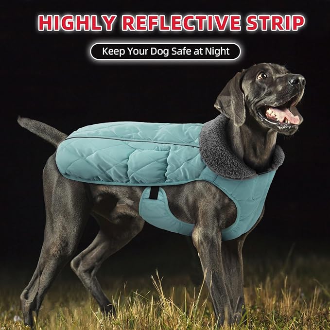 Doglay Dog Coat, Waterproof Dog Jacket Pet Winter Coat for Cold Weather with Thicken Furry Collar, Reflective Puppy Winter Jacket Warm Fleece Lining for Small Medium Large Pets