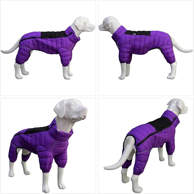 PetsPal Dog Warm Jacket, Waterproof Zippered Adjustable Outdoor Snow Jacket, Reflective & Windproof - Purple, S - Small/Medium/Large Dogs