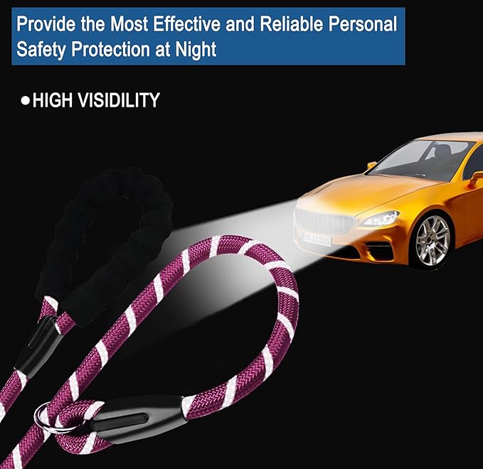 Dog Leash 6 FT, Durable Premium Quality Strong Training Rope Slip Leash with Comfortable Padded Handle and Highly Reflective Threads for Small Medium and Large Dogs, (Wine Red)