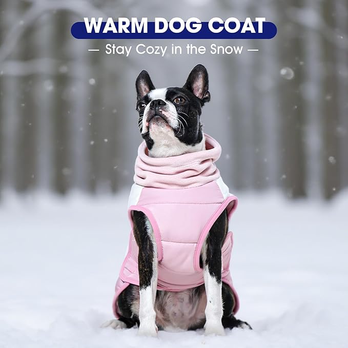 FUAMEY Dog Winter Coat Pink M, Cozy Jacket Medium Dogs Easy On Before Outdoor Walks, Leash Hole Adds Daily Comfort,(M-Pink)