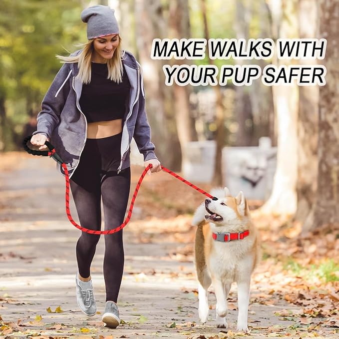 BARKBAY Dog Leashes for Large Dogs Heavy Duty Dog Leash 2 Pack 5 FT with Comfortable Padded Handle Highly Reflective Threads for Medium Large Dogs Walking Training Running (5FT-1/2,Red+Black)