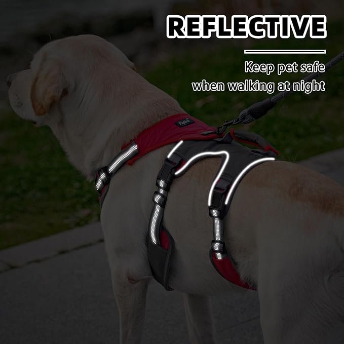 PUPTECK Escape Proof Dog Harness and Leash Set Upgraded No Pull Reflective Dog Vest with Lift Handle, Easy Control Pet Harness for Medium Large Dogs Training Walking Running