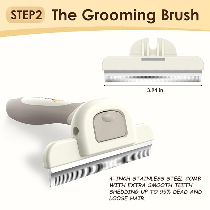 Professional Long-Haired Dog and Cat Grooming Kit - Deshedding and Slicker Brush Set 3 in 1 Gift Box for Long Hair Pets