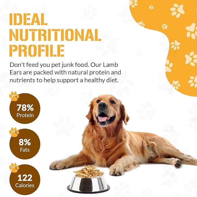 Dog Chits Lamb Ears Dog and Puppy Treats - All Natural Grain and Chemical Free Training Chews - High Protein and Low Fat - Supports Dental Health - Made in The USA - 25 Pack