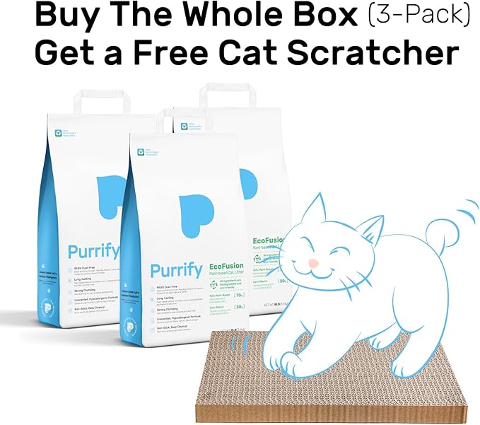 EcoFusion Cat Litter (8lb) – Plant-Based Tofu & Corn Formula, 99.8% Dust-Free, Fast Clumping, Hypoallergenic, Long-Lasting Odor Control, for Multi-Cat Homes