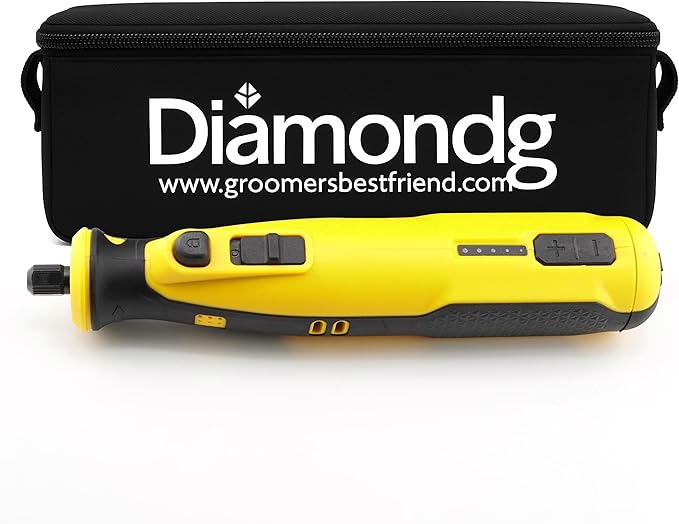 Diamondg Cordless Dog Nail Grinder with Quiet Sound & LED Tip for Large & Small Dogs, 4hrs. Runtime - Electric Dog Nail Trimmer, Heavy Duty Rotary Tool Alternative to Toenail Clippers & Filers