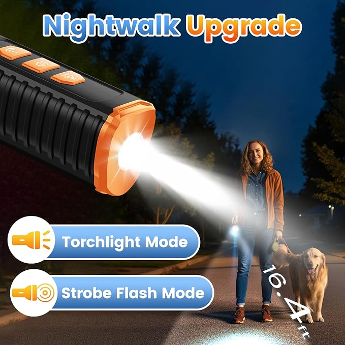 Dog Bark Deterrent Device 3X Anti Barking Device for Dogs, 5 Modes Stop Neighbors Dog Barks No More Safe for All Dogs 50FT Bark Control Indoor Outdoor with Flashlight,Rechargeable Training Device