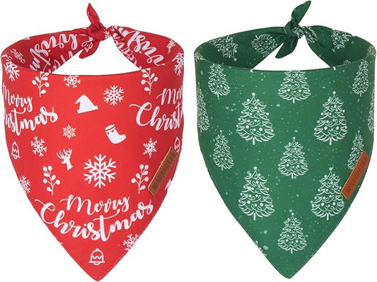 ADOGGYGO Dog Bandana Christmas Pet Scarf Bib Kerchief, Premium Durable Fabric, Multiple Sizes Offered, Red Green Christmas Bandanas Costumes for Small Dogs Cats Pets (Small)