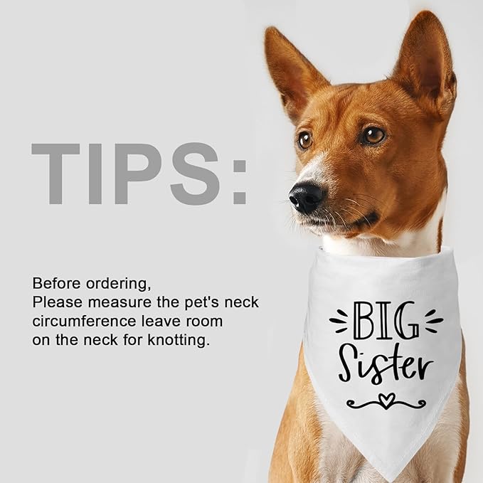 2 Pack Big Sister Big Brother Dog Bandanas, Adjustable Pet Bandana for Pregnancy Announcement, Soft Triangle Scarf for Small Medium Large Dogs, Puppy Sibling Reveal Accessories(Black&White)
