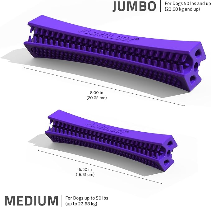 Playology Dog Toys | Dental Chew Stick Gentle on Gums | Medium Pork Sausage Scented Toy - Easy to Clean and Made from Non Toxic Materials