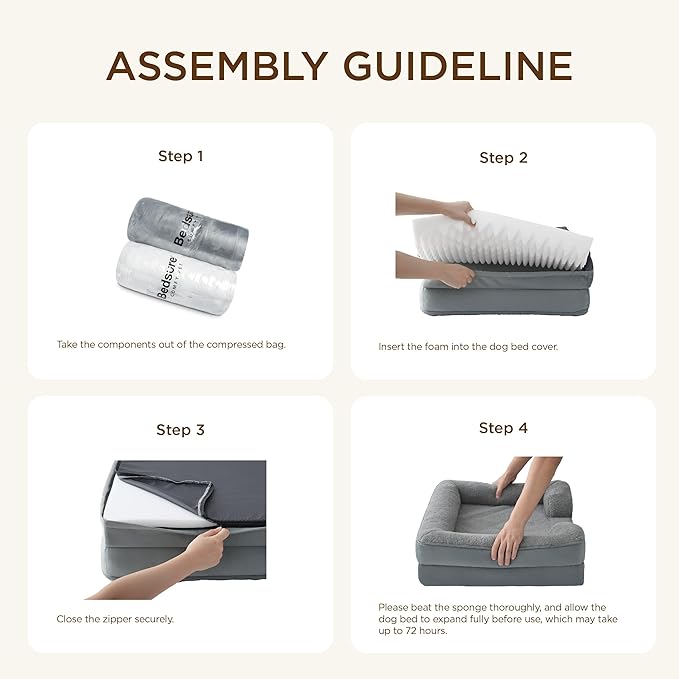 Bedsure Self Warming Orthopedic Dog Bed Medium Size Dogs - Washable Medium Dog Bed Waterproof, Comfort Pet Couch with Removable Cover, Supportive Foam Pets Sofa with Nonskid Bottom, Brown