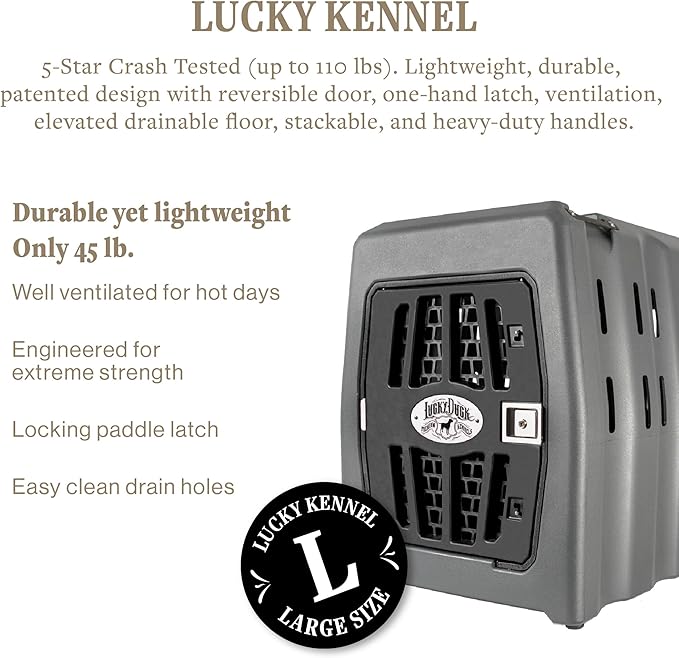 Lucky Dog Kennel, Durable Crash Tested Portable Dog Crates, Large