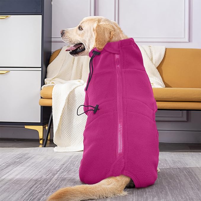 ROZKITCH Medium Dog Clothes, Pet Windproof Warm Cold Weather Jacket Vest Cozy Jumpsuit Apparel Outfit Clothes for Small Medium Large Dog Walking Hiking Sleep Pink M