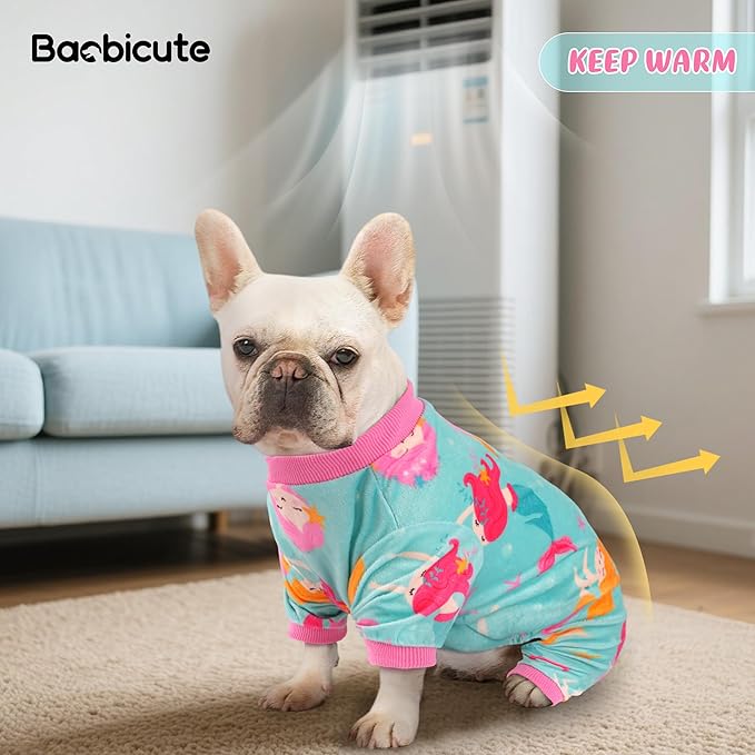 Dog Pajamas Soft Lightweight Dog Onesies Outfit Clothes for Small Medium Large Puppy Pjs for Pet Boys Girls Dogs Cats (S (Back: 10",Chest: 14", Neck: 9.5"), Mermaid)