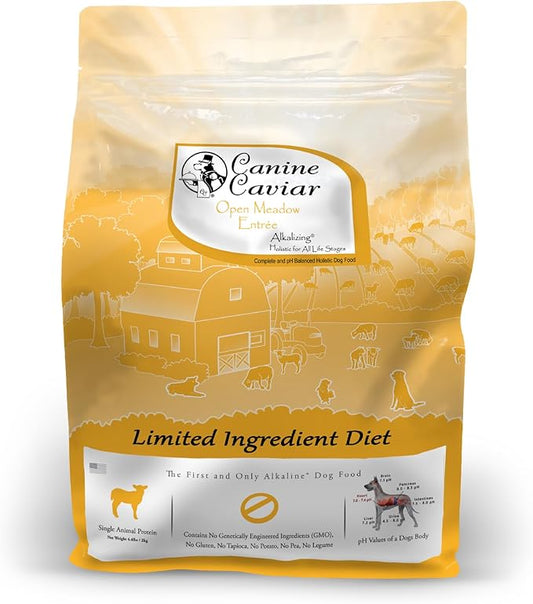 Canine Caviar - Open Meadow: Lamb & Pearl Millet Alkaline Dry Dog Food, Limited Ingredients, Gluten-Free, Based on Science & Research, Veterinary Alternative Diet (4.4 Pound Bag)