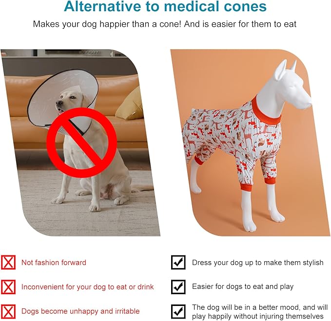 LovinPet Big Dog Clothes for Large Dogs Girls, Onesies for Dogs,Lightweight Stretchy Fabric,Critters Cream Print Dog Jumpsuit,Uv Protection Shirt, Pajamas for Pitbulls, Pitbull Shirt,Medium