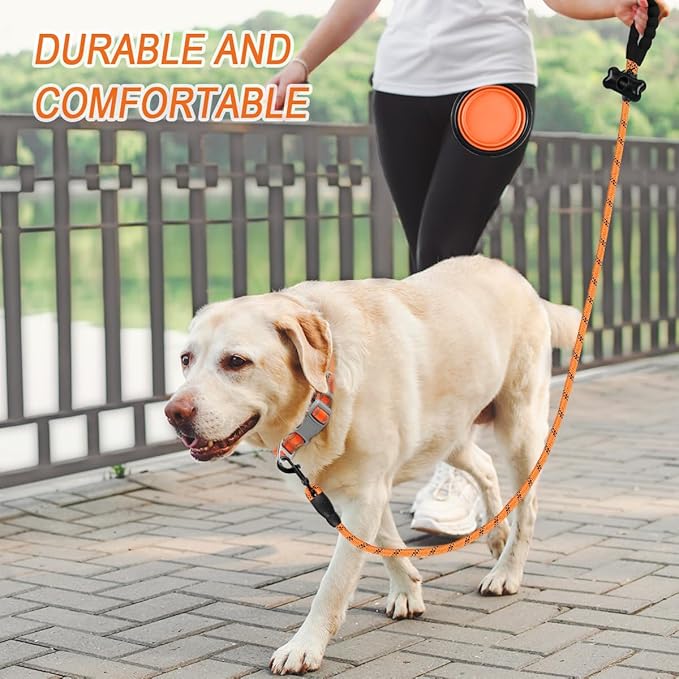 BARKBAY Dog Leashes for Large Dogs Heavy Duty Dog Leash 4/5/6 FT with Comfortable Padded Handle and Highly Reflective Threads for Medium Large Dogs Walking Training Running (5FT-1/2'',Orange)