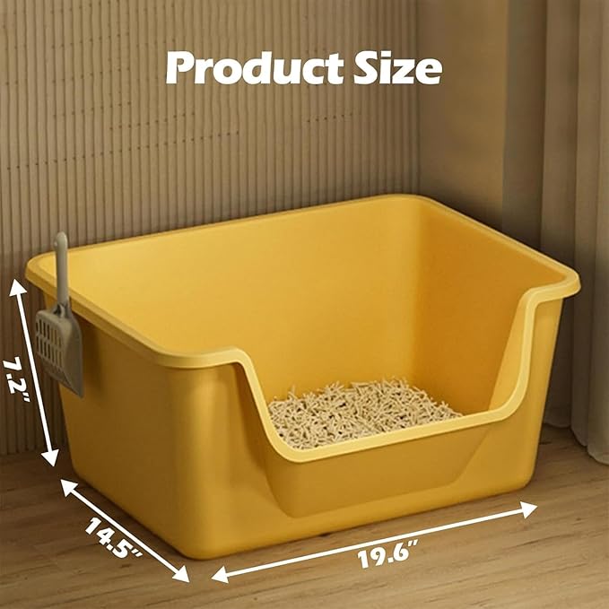 Large Cat Litter Box with High Sides,Cat Boxes for Indoor Cats,Cat Litter Pan for Kitty,Litter Box with Low Entry,Easy to Clean,Anti-Splashing (Green)