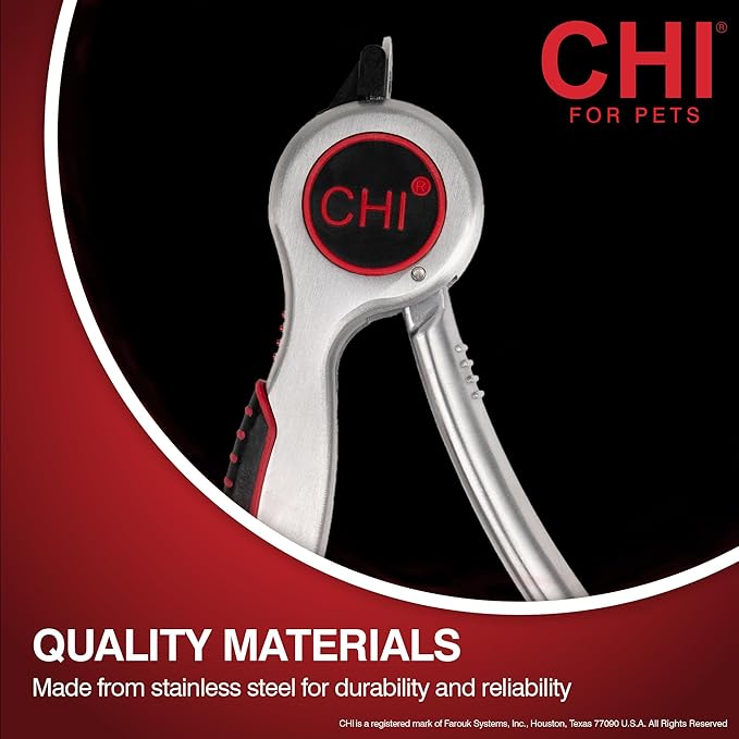 CHI for Pets Guillotine Nail Clipper for Dogs - Safe and Easy Dog Nail Cutter with Ergonomic Handle - Pet Grooming Tool for All Breeds - Effective Dog Claw Trimmer