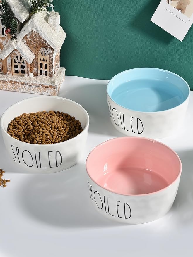 27OZ Ceramic Dog Bowl - 6 Inch Small Food Water Bowl, Heavy Duty Non-Slip Dog Dish for Medium Dogs, Food Grade Porcelain Pet Feeder Bowls, Microwave & Dishwasher Safe, Blue