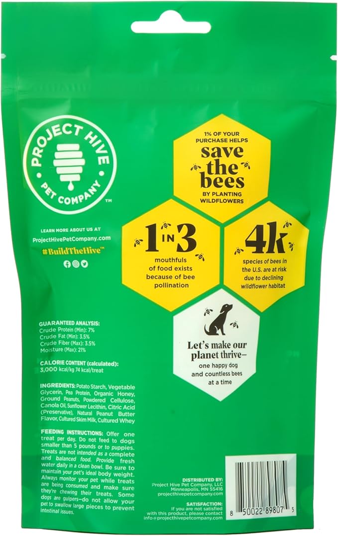 Dental Treats for Dogs — Healthy, Non-GMO Project Verified, Natural Peanut Butter Flavored, Natural, Vegetarian Chews, Made in The USA (Chew Sticks, Large Breeds)