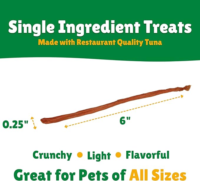 Tuna Jerky Straws Dog Treats – Single Ingredient, All-Natural Dehydrated Fish Jerky Treats – High Protein, Low Fat, Grain Free, High in Omega-3 – Made in USA – 7 oz Jar