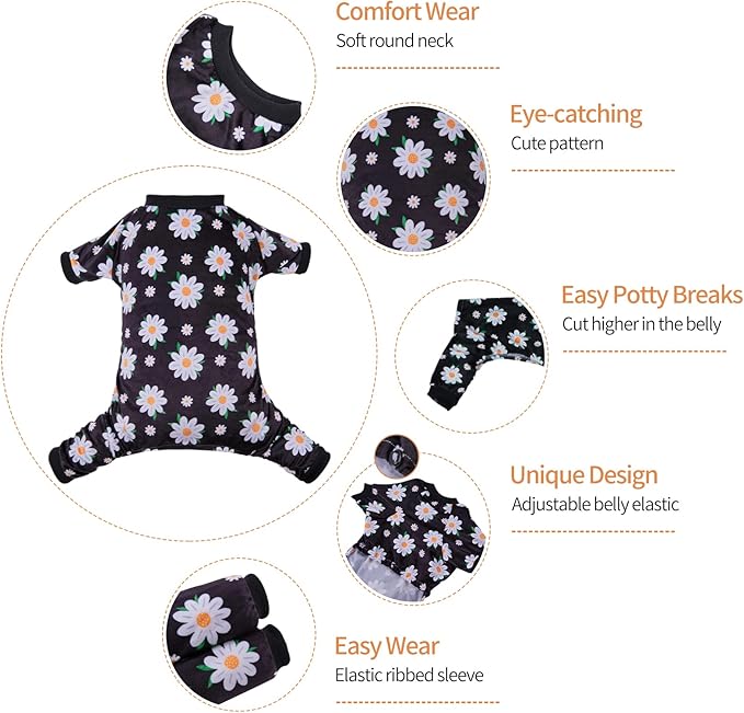 CuteBone Small Dogs Outfit Soft Puppy Onesies Pjs Dog Pajamas Pet Coat Cat Apparel Comfy Doggie Jumpsuit Bodysuit for All Seasons P221XS