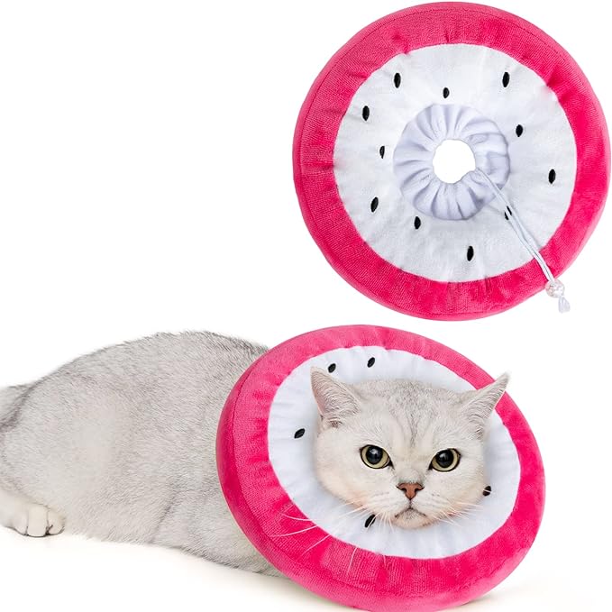 ANWA Adjustable Cat Cone Collar Soft, Cute Cat Donut Collar After Surgery, Kitten Recovery Cones to Stop Licking