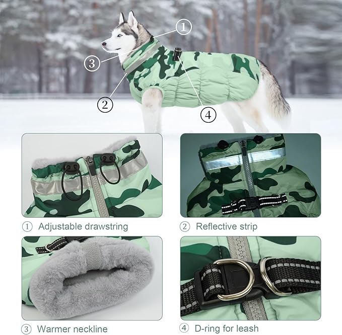 Lelepet Warm Dog Winter Coat Dog Coats for Small Dogs Waterproof Dogs Jacket with Harness Built in Reflective Cold Weather Coats Windproof Zip-Up Winter Fleece Vest Snowsuit Chihuahua XS