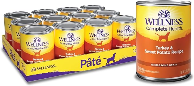 Wellness Complete Health Natural Wet Canned Dog Food Turkey & Sweet Potato, 12.5-Ounce Can (Pack of 12)