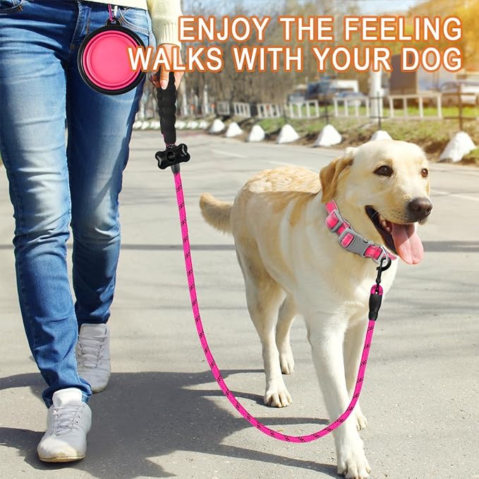 BARKBAY Dog Leashes for Large Dogs Heavy Duty Dog Leash 4/5/6 FT with Comfortable Padded Handle and Highly Reflective Threads for Medium Large Dogs Walking Training Running (5FT-1/2'',Fushcia)