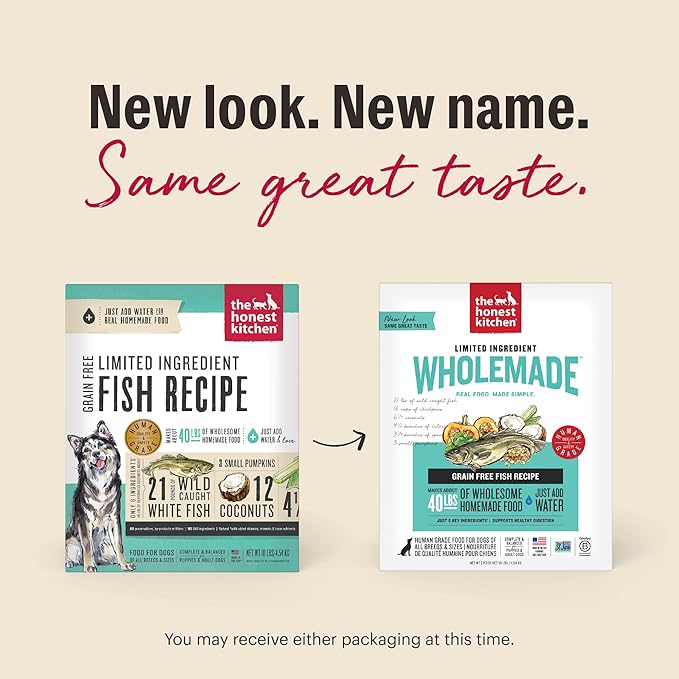 The Honest Kitchen Human Grade Wholemade™ Limited Ingredient Dehydrated Grain Free Fish Dog Food, 4lb