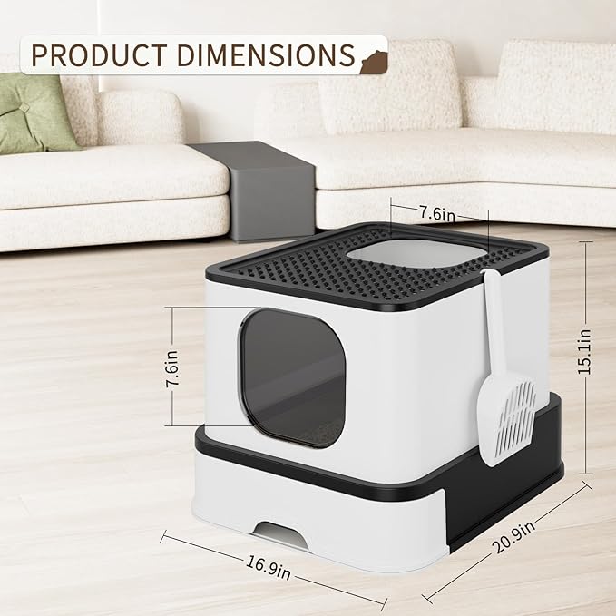 RIZZARI Stainless Steel Cat Litter Box: Large Leak-Proof Odor-Free Design - XL Size Black - for Indoor Cats Pet Owners Solution