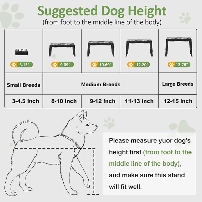 XIAZ Elevated Dog Bowls Large Breed Raised Dogs Bowl Stand Large/Medium Sized Dog 1L Food Water Bowl Stands 5 Heights Adjustable 9/11/12/14in Black Pet Feeder Dish Station