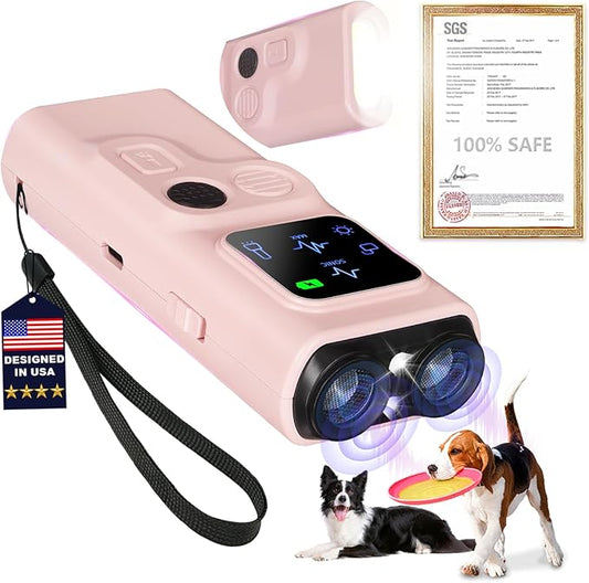 2025 U.S. Design - Bark Shield for Dogs [200% Frequency Modulated Ultrasound - German Control Chip] [100% Safe] 1-Second Activation, Dog Bark Deterrent Devices for Indoor and Outdoor Use (Pink)