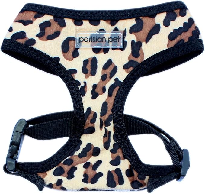 Parisian Pet Freedom Adjustable Leopard Print Dog Harness - 100% Mesh Fabric - Idle for All Outdoor Adventures - Large/XL