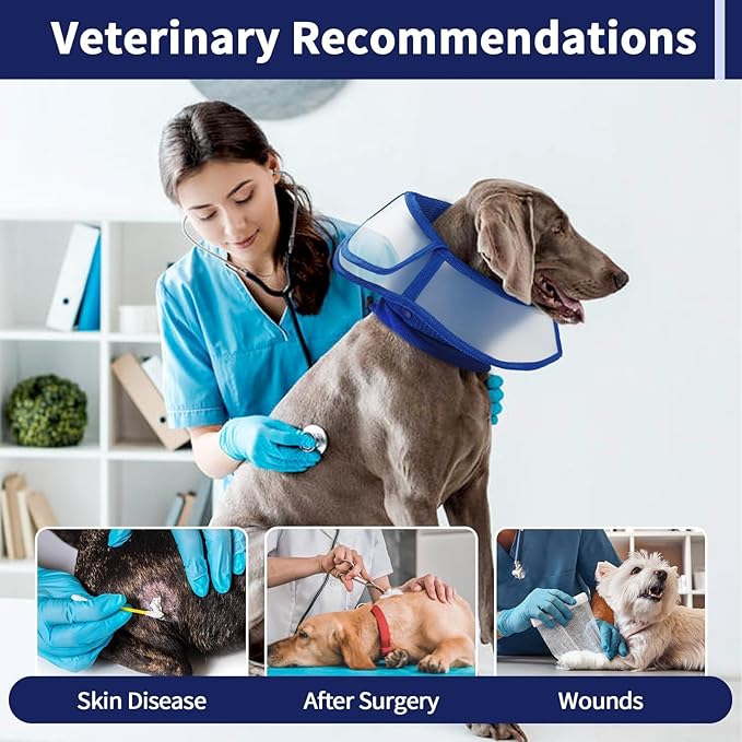 Allroaring Dog Cone Collar After Surgery, Soft Dog Cones for Large Dogs, Breathable Pet Elizabethan Collar Dogs Recovery Cone to Stop Licking Protective Wound Lightweight E-Collar, Blue XL