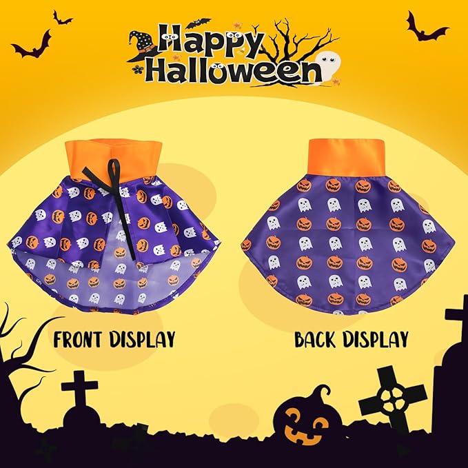 LESYPET Cat Halloween Costume Cats Pumpkin Cloak, Wizard Bandana for Puppy Cat Cosplay for Halloween, Christmas, Party