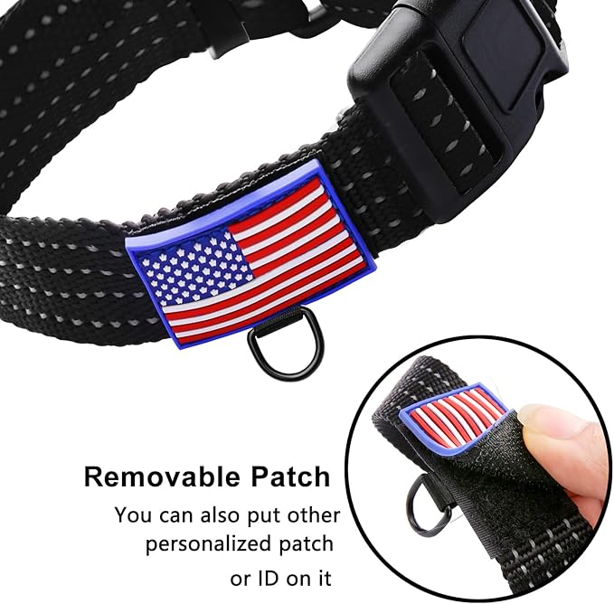 Martingale Collar for Training Dogs. Adjustable Reflective Collars with Buckle-USA Flag- NO Pull-Prevents Slipping Out, for Medium Large XL Dogs. Helps with Strong pullers(L, Black)