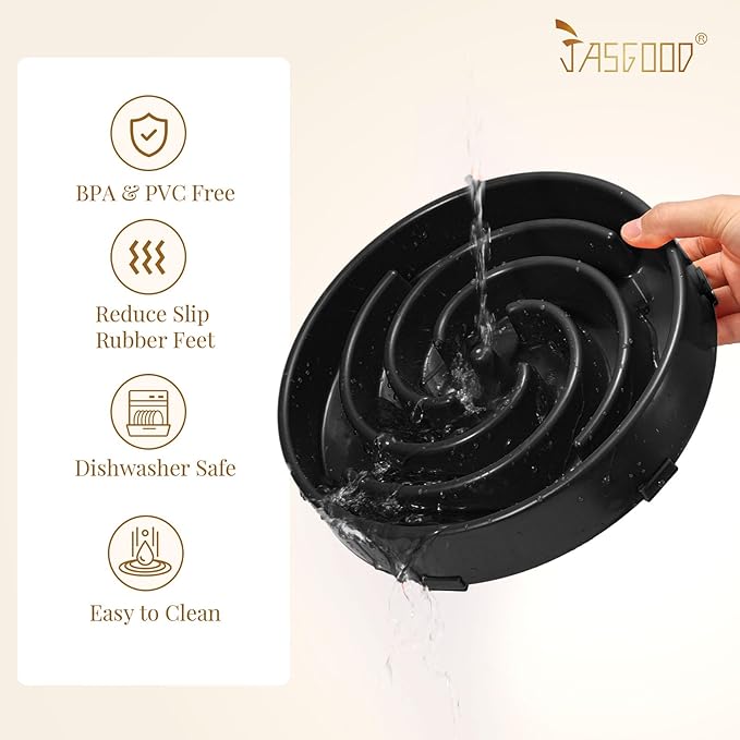 JASGOOD Slow Feeder Dogs Bowl for Large Medium Dogs,Anti-Gulping Pet Slower Food Feeding Bowls Stop Bloat,Preventing Choking