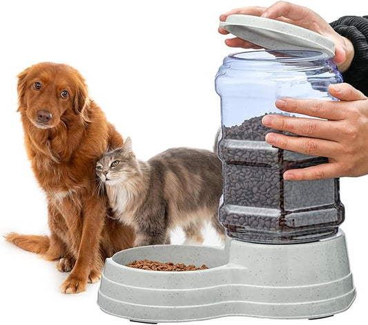 Gravity Automatic Pet Feeder for Large Breeds,6L Dog Food Feeder Dispenser with Detachable Top Lid,Large Capacity Dry Food Storage Bowl for Pet