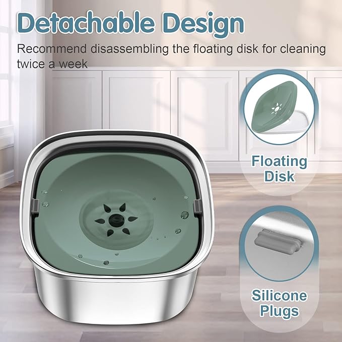 UPSKY 3L Dog Water Bowl 101oz Stainless Steel Dog Bowl No Spill Large Capacity Dog Food Water Bowl Slow Water Feeder, Spill Proof Pet Water Dispenser Vehicle Carried Travel Water Bowl