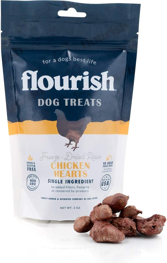 Flourish Pets Freeze Dried Raw Pet Treats for Dogs (Chicken Hearts, Small)