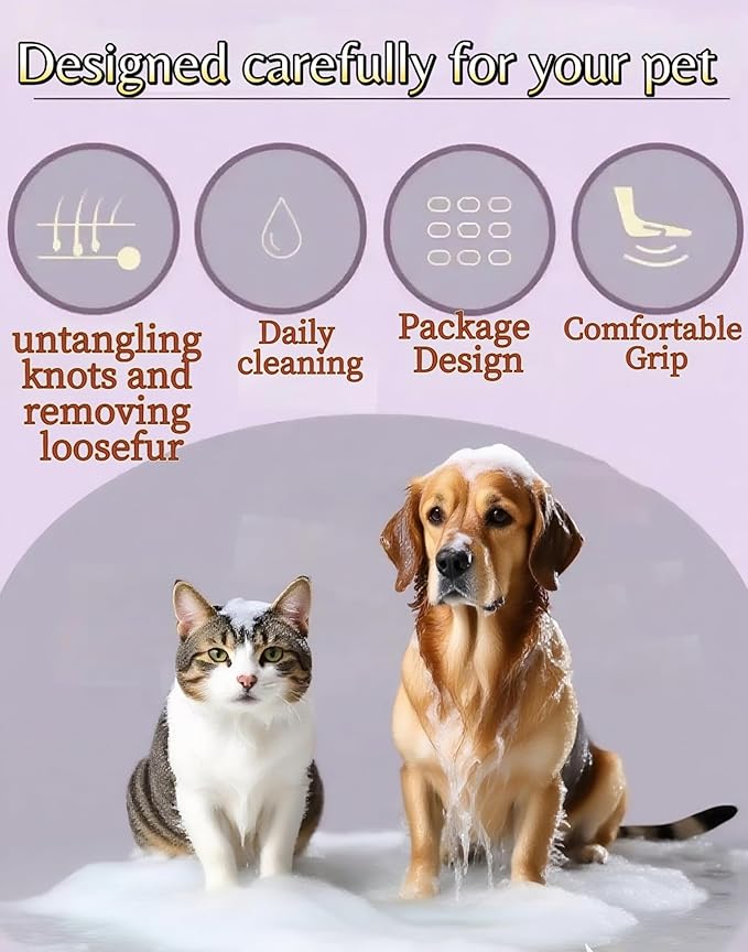 Pet Hair Grooming Tool Kit-9 Packs Dog Cat Grooming Kit Pet Dog Cat Grooming Supplies Washing Gloves Slicker Brush Kit Nail Grider Trimming Tools Pet Toothbrush Comb and Grooming Scissors Set