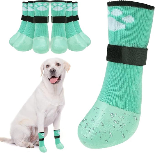 BEAUTYZOO Dog Booties Shoes for Hot Pavement, Waterproof Dog Boots for Small Medium Large Dogs, Traction Control Paw Protectors for Hardwood Floors Anti Slip, 6 PCS Dog Grip Socks for Outdoor Walking